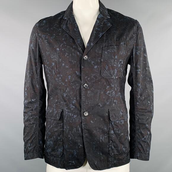 ENGINEERED GARMENTS Size L Black Blue Marbled Cotton Chore Jacket - Picture 1 of 7